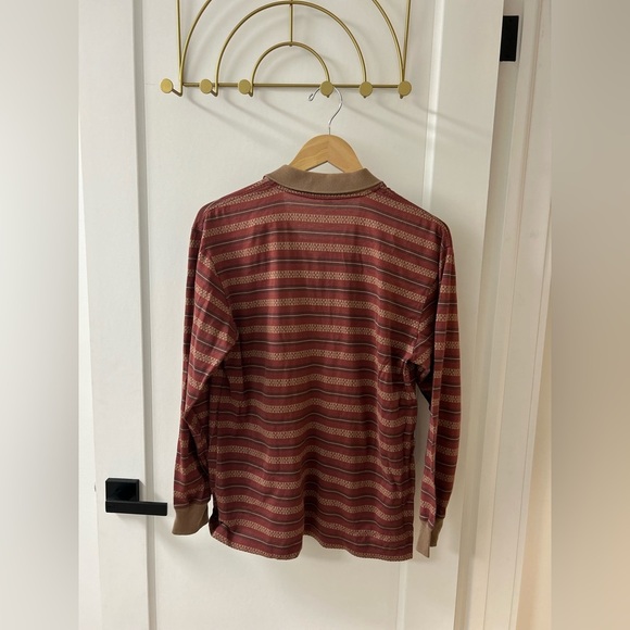 Longchamp Men's Casual Striped Shirt - Red and Tan - Picture 5 of 5
